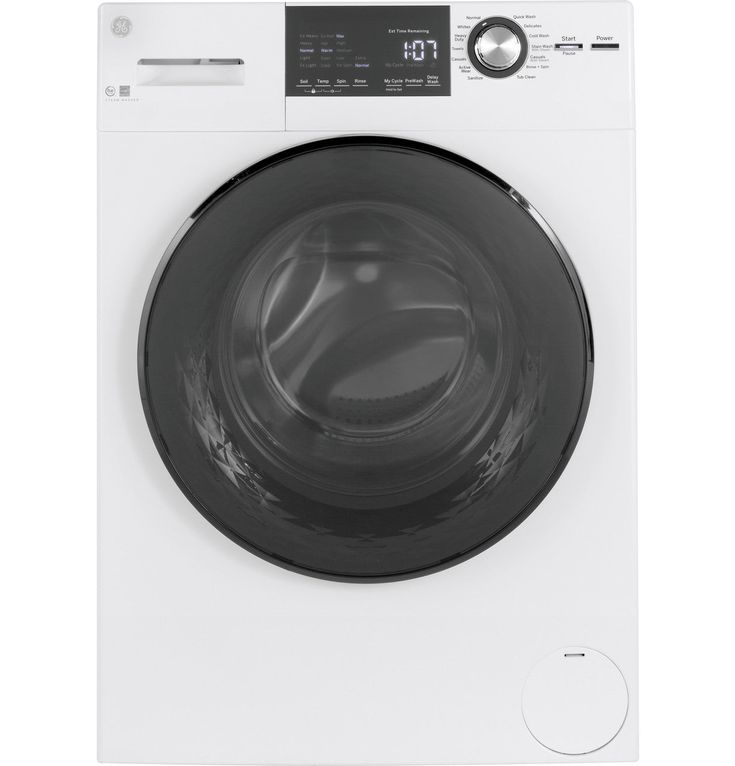 GE 2.4 cu. ft. High-Efficiency Stackable White Front Loading Washing Machine with Steam, ENERGY STAR