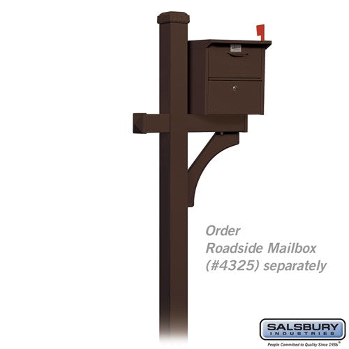 Deluxe Bronze Mailbox Post - In-Ground Mounted - 1-Sided