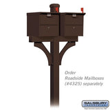 Deluxe 2-Sided In-Ground Mounted Mailbox Post - Bronze
