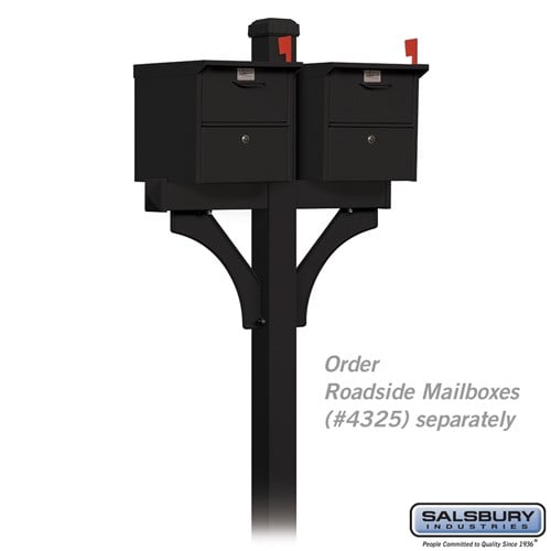 Deluxe 2-Sided In-Ground Mounted Mailbox Post - Black