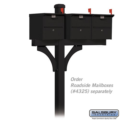 Deluxe Mailbox Post - 1 Sided - In-Ground Mounted - Black