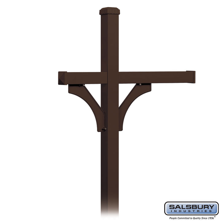 Deluxe Post - 2 Sided - In-Ground Mounted - for 3 Roadside Mailboxes - Bronze