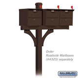 Deluxe Post - 2 Sided - In-Ground Mounted - for 3 Roadside Mailboxes - Bronze