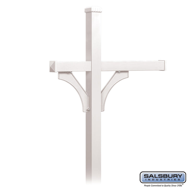 Deluxe Post - 2 Sided - In-Ground Mounted - for 3 Roadside Mailboxes - White