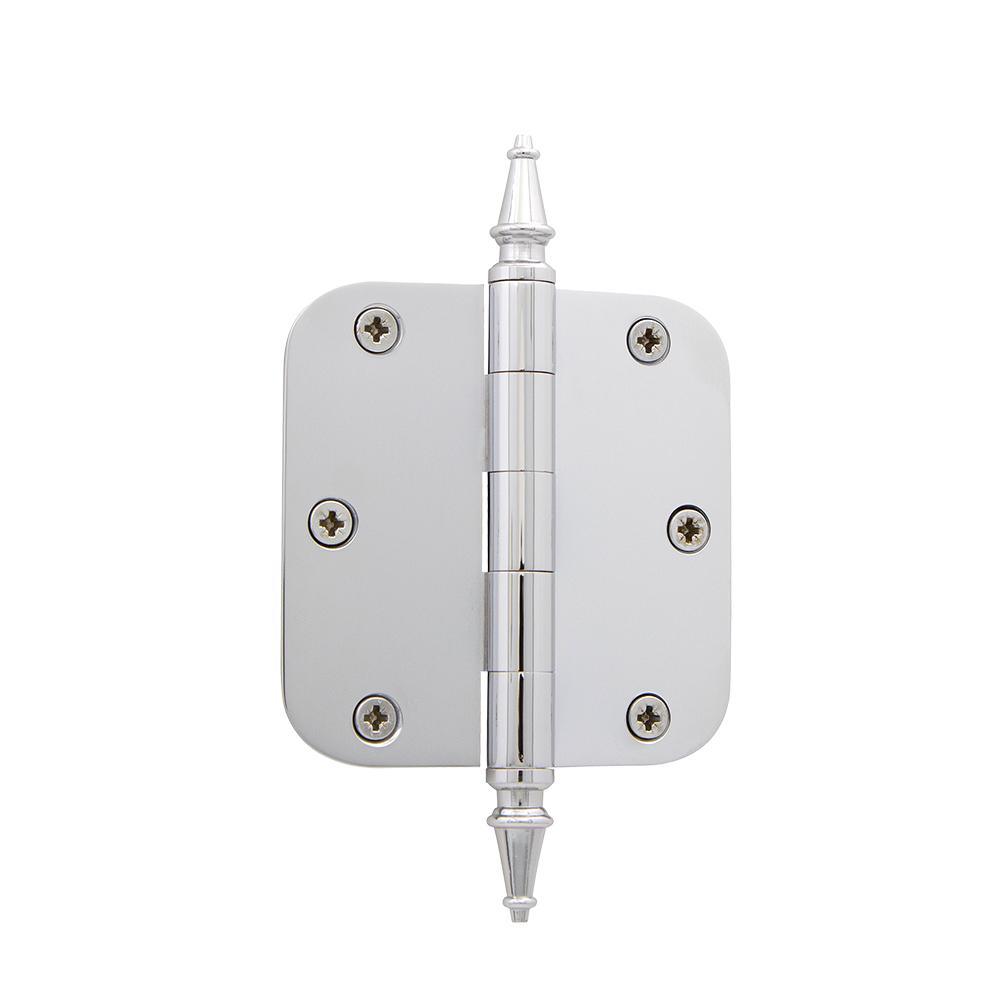 3.5 in. Steeple Tip Residential Hinge with 5/8 in. Radius Corners in Antique Brass - Super Arbor