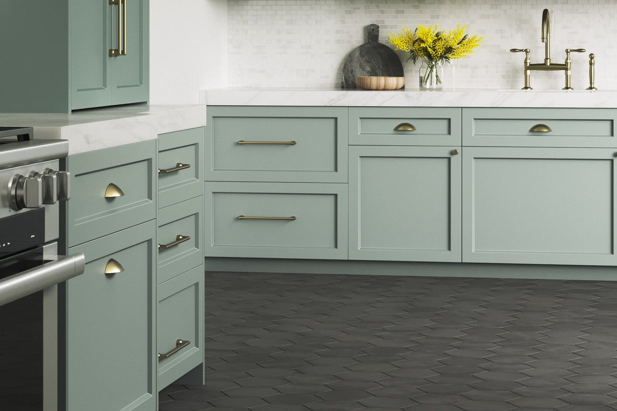 Satori Nouveau Nero 7-in x 8-in Matte Porcelain Encaustic Hexagon Floor and Wall Tile (0.28-sq. ft/ Piece)