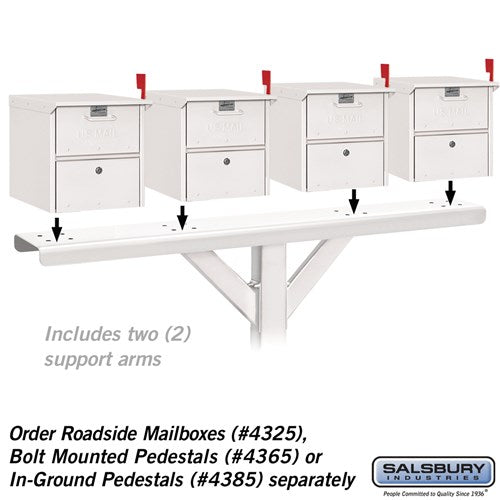 4-Wide Mailbox Spreader with 2 Supporting Arms - White
