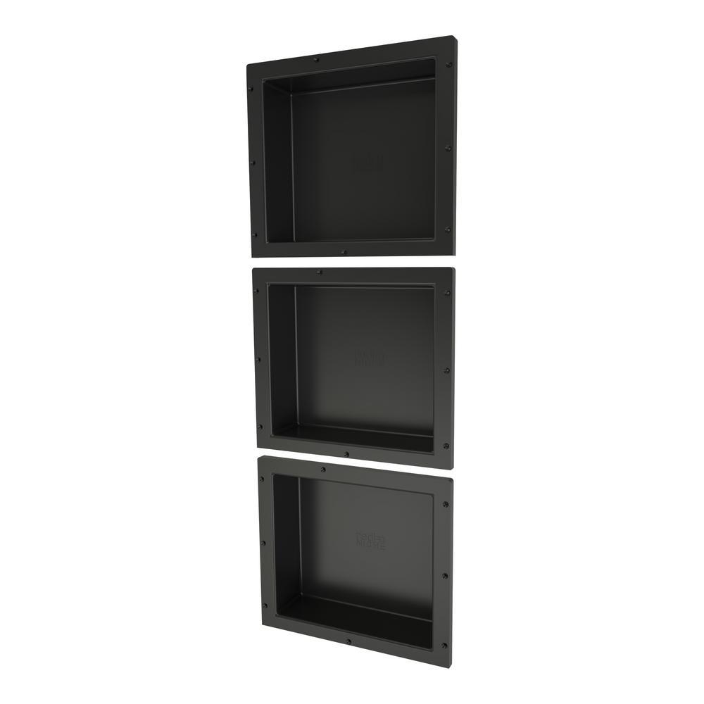 Redi Niche 16 in. x 42 in. Triple Shower Niche Set in Black - Super Arbor
