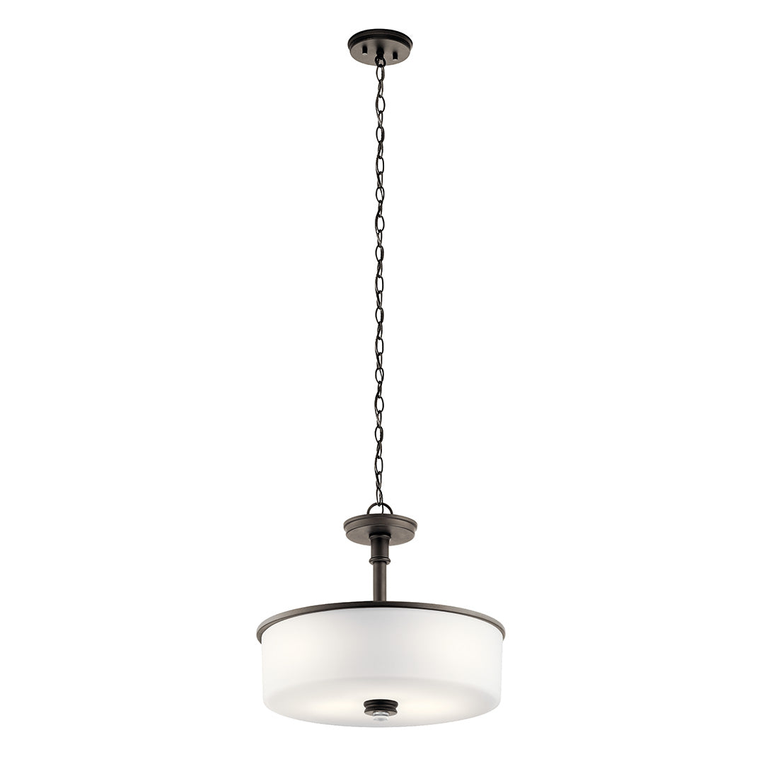 Kichler Joelson Olde Bronze Transitional Etched Glass Drum Convertible Pendant/Semi-Flush, 17.75 in.