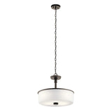 Kichler Joelson Olde Bronze Transitional Etched Glass Drum Convertible Pendant/Semi-Flush, 17.75 in.