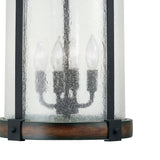 Kichler Barrington 4-Light Distressed Black and Wood Tone Rustic Seeded Glass Cylinder Medium Hanging Pendant Light