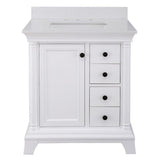 Strousse 37 in. W x 22 in. D Vanity in Distressed Blue Fog with Engineered Stone Top in Ice Diamond with White Sink - Super Arbor