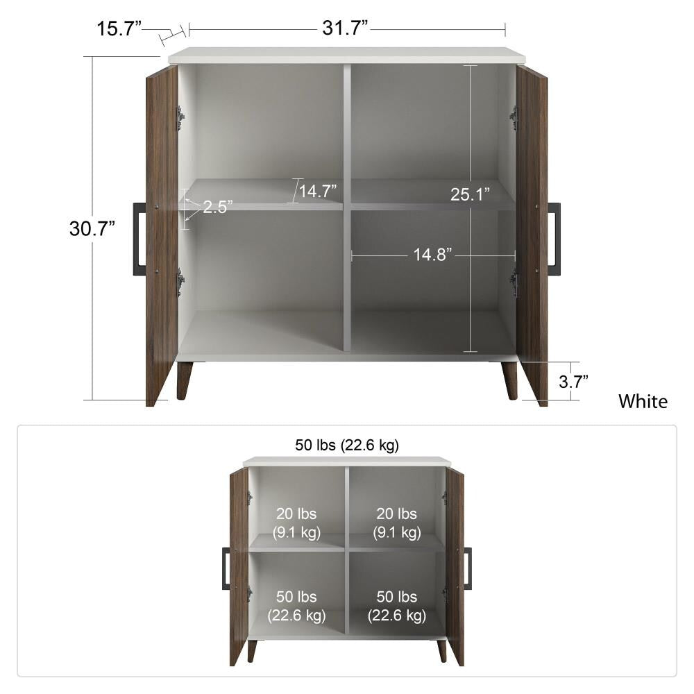 Ameriwood Home Ovando White Contemporary/Modern Wood Media Cabinet