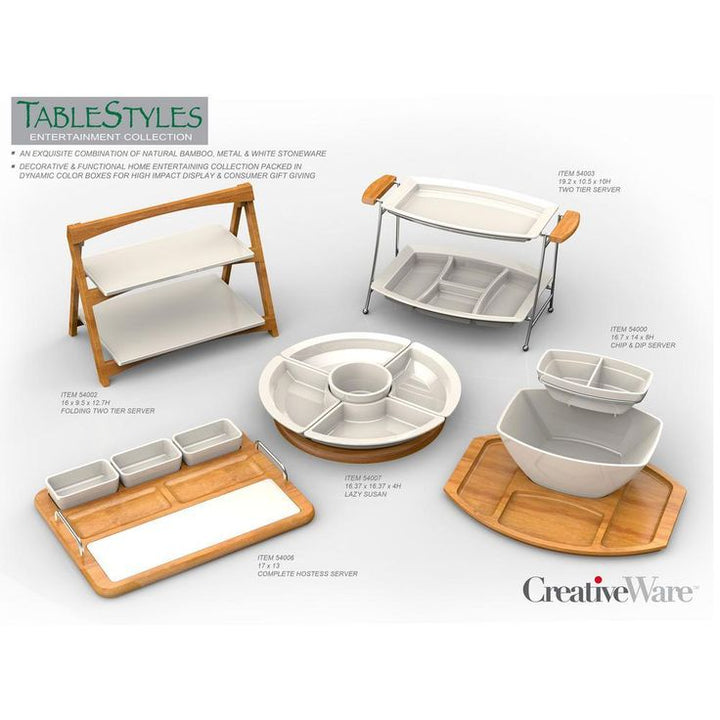 CreativeWare 'TableStyles' Bamboo and Ceramic Hostess Server with Serving Bowls and Cutting Board