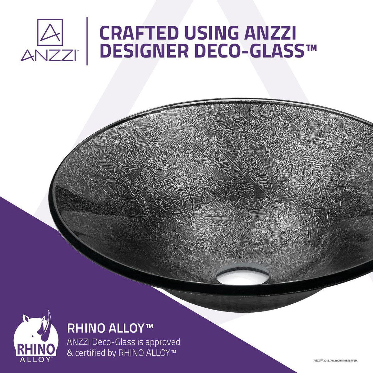 ANZZI Jonas Round Glass Vessel Sink, Arctic Sheer, 17.7 x 17.7 x 5.7 in, LS-AZ8215
