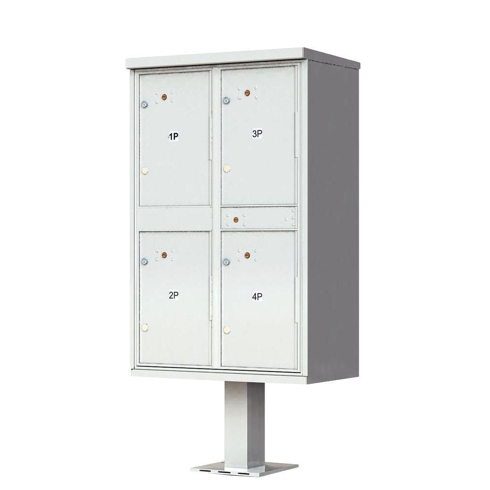 1590 Valiant Postal Gray 4-Compartment Parcel Lockers Pedestal Mount Mailbox - Super Arbor