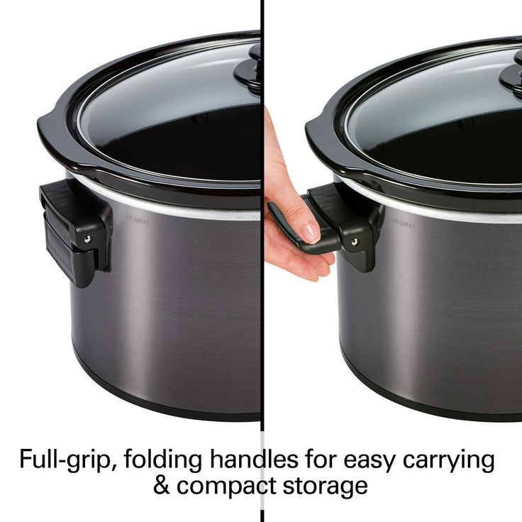 10 Qt. Black Slow Cooker with Folding Handles