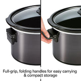10 Qt. Black Slow Cooker with Folding Handles