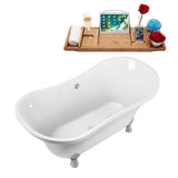 60 in. Acrylic Clawfoot Non-Whirlpool Bathtub in White - Super Arbor