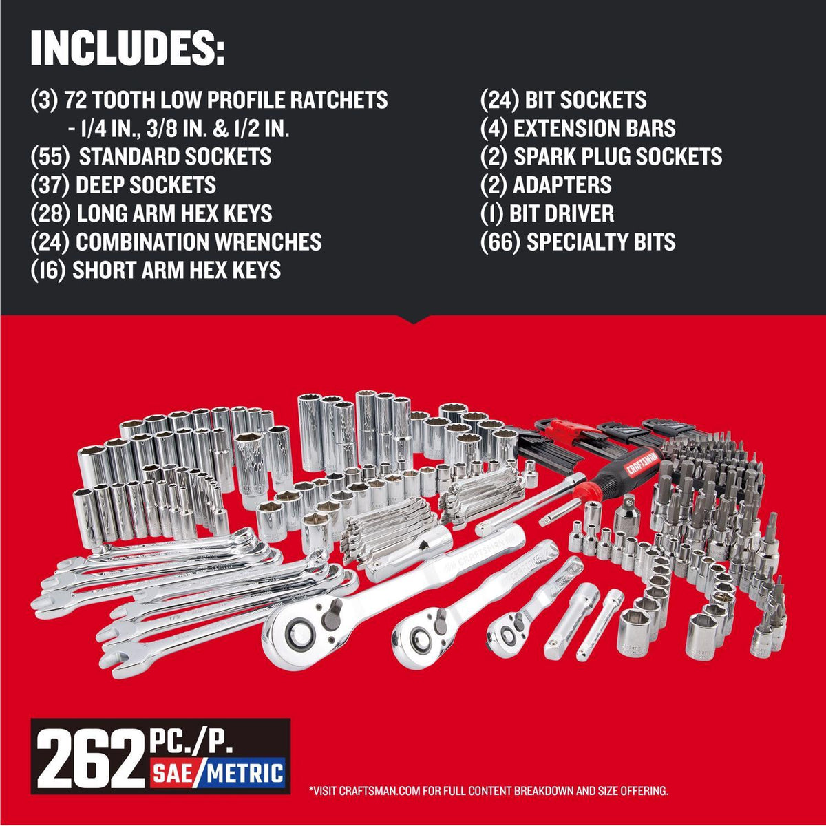 Craftsman Versastack 262-Piece Mechanics Tool Set - Metric & SAE