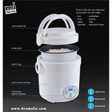 3-Cup White Mini Rice Cooker with Non-Stick Cooking Pot