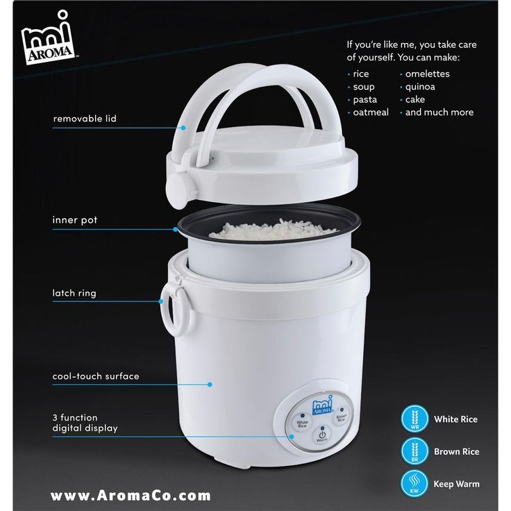3-Cup White Mini Rice Cooker with Non-Stick Cooking Pot