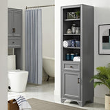Tara 18 in. W x 15 in. D x 67.62 in. H Linen Cabinet in Grey - Super Arbor