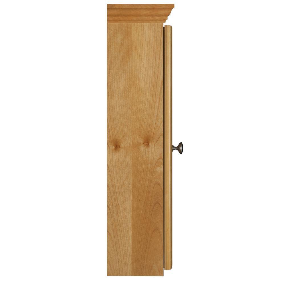 Ultraline 36 in. W x 27 in. H x 6-1/2 in. D Framed Tri-View Surface-Mount Bathroom Medicine Cabinet in Natural Alder - Super Arbor