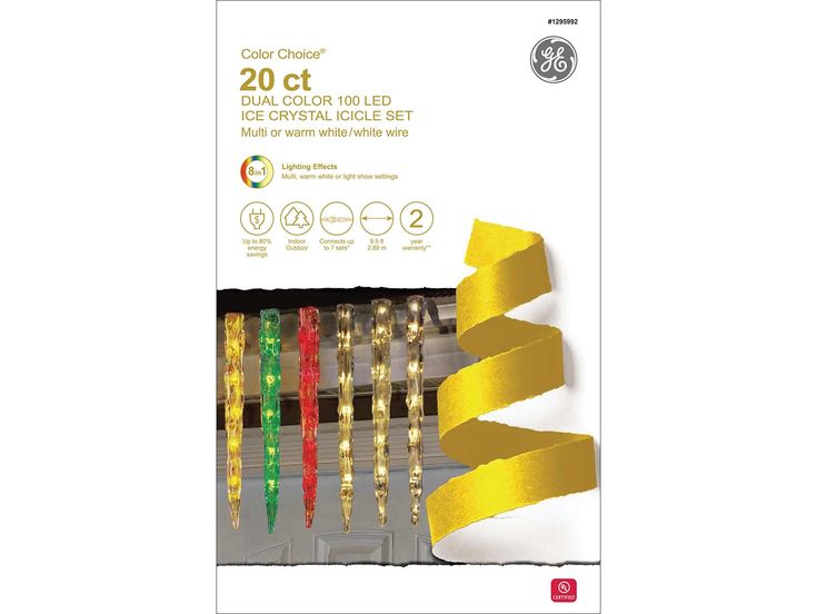 GE Color Choice 20-Count Multi-function Color Changing Mini LED Plug-In Christmas Icicle Lights