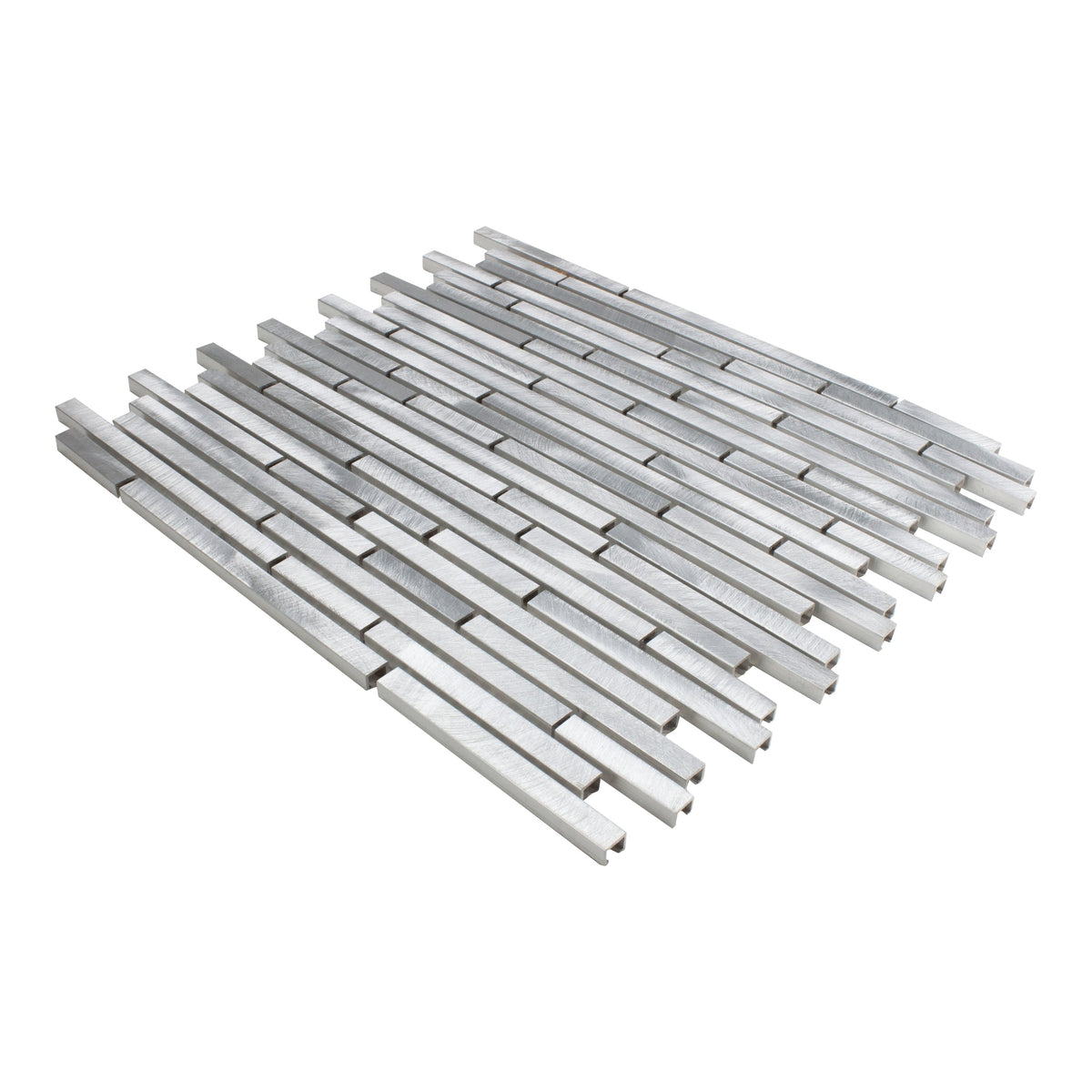 Giorbello (Sample) Travel Series Silver 6-in x 6-in Satin Metal Brick Mosaic Wall Tile