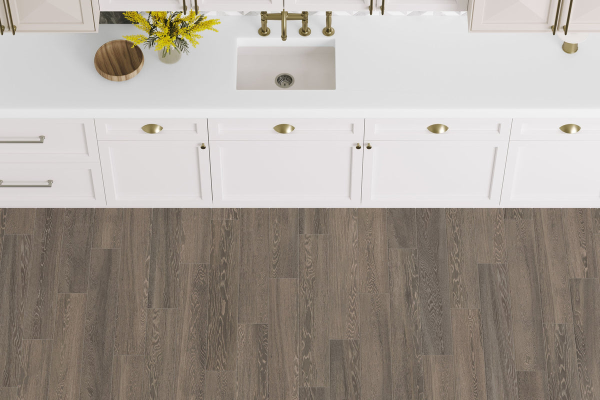 Satori Sedona Walnut 6-in x 36-in Matte Porcelain Wood Look Floor Tile