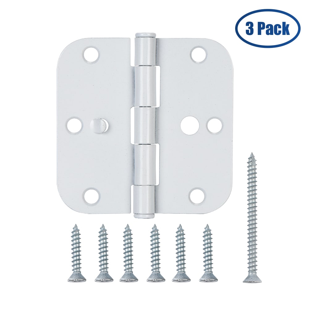 Everbilt 3-1/2 in. White Security Door Hinge, 5/8 in. Radius (3-Pack)