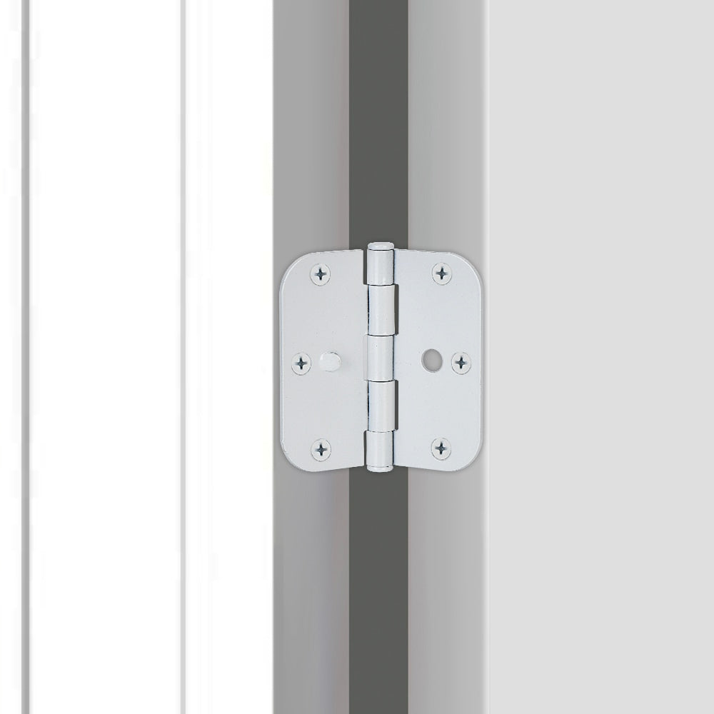 Everbilt 3-1/2 in. White Security Door Hinge, 5/8 in. Radius (3-Pack)