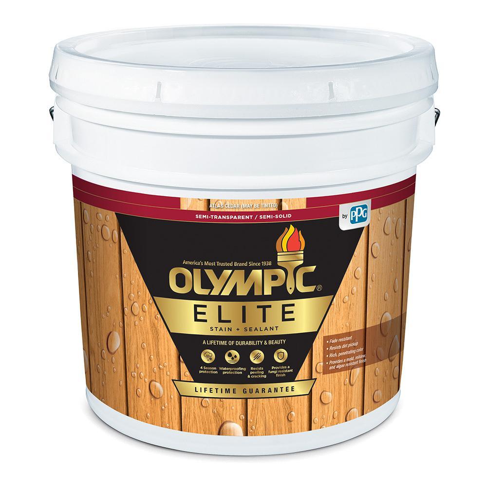 Olympic Elite 3 gal. Atlas Cedar Semi-Transparent Stain and Sealant in One Low VOC - Super Arbor