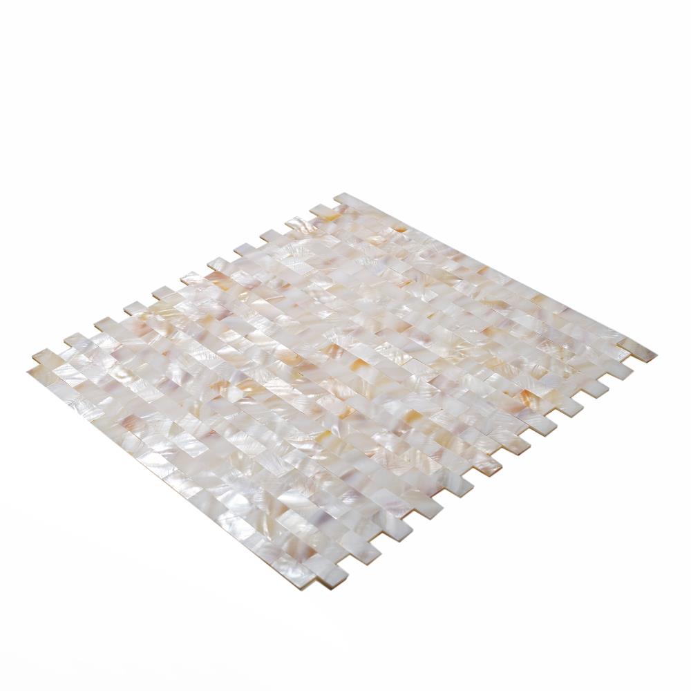 Apollo Tile White 11-in x 12-in Polished Natural Shell Diamond Brick Look Floor and Wall Tile (18.52-sq. ft/ Carton)