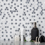 Apollo Tile (Sample) Gray, White 4-in x 4-in Polished Marble Penny Round Patterned Floor and Wall Tile