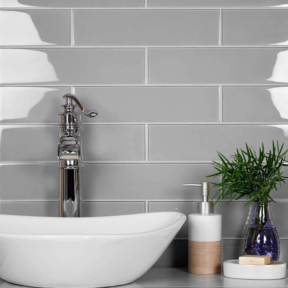 Apollo Tile (Sample) Blue 3-in x 12-in Polished Glass Floor and Wall Tile