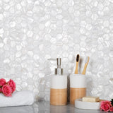 Apollo Tile White 12-in x 12-in Polished Natural Shell Hexagon Brick Look Floor and Wall Tile (18.69-sq. ft/ Carton)