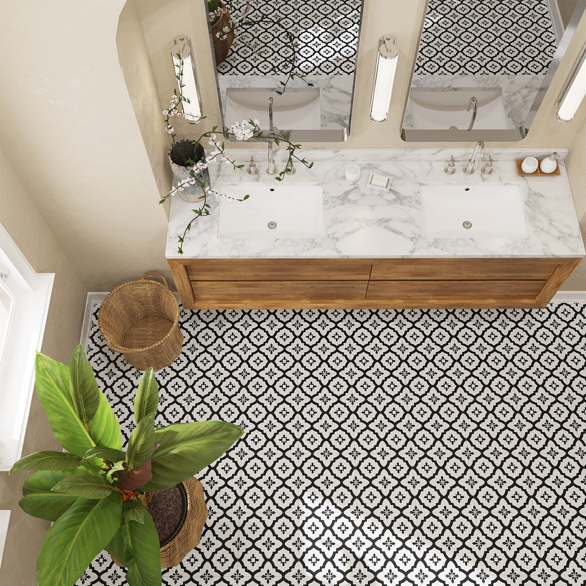 Lucida USA Venetian Black Patterned Look 12-mil x 12-in W x 12-in L Waterproof Peel and Stick Vinyl Tile Flooring (36-sq ft/ Carton)