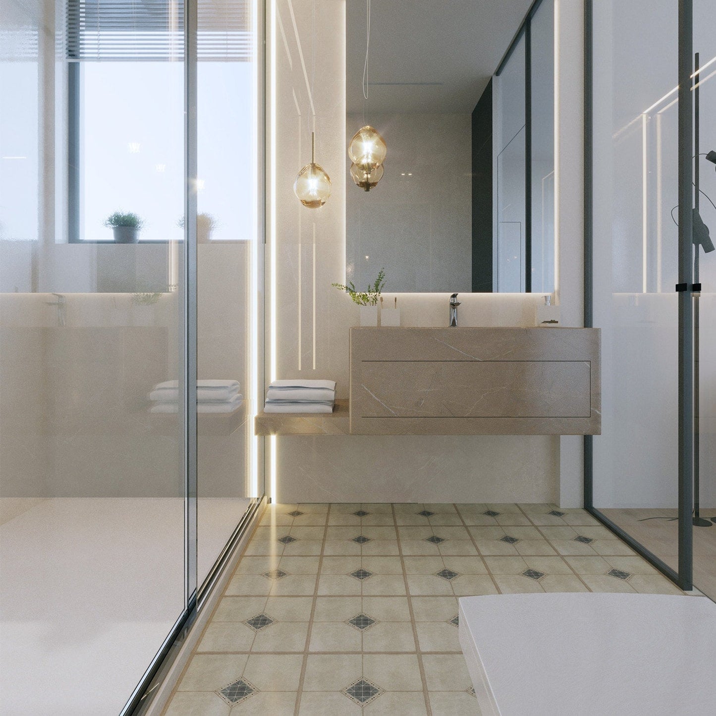 Lucida USA BaseCore Calabrian 12-in x 12-in Waterproof Peel-and-Stick Luxury Vinyl Tile Flooring, 36-sq ft Carton