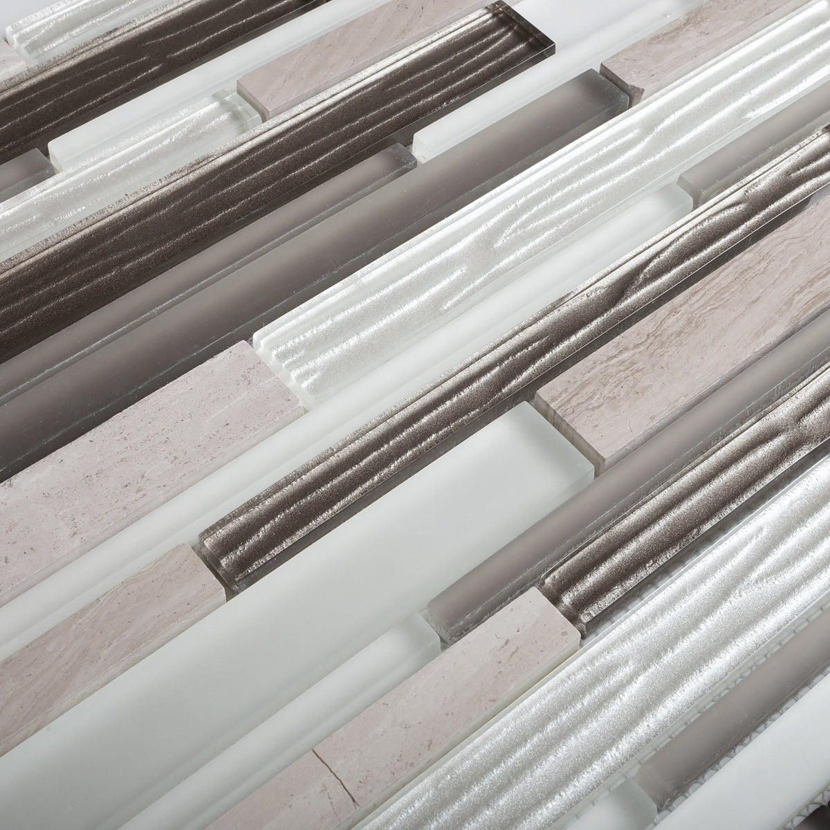Apollo Tile (Sample) White, Gray 4-in x 4-in Polished Glass/Metal/Stone Marble Brick Look Floor and Wall Tile
