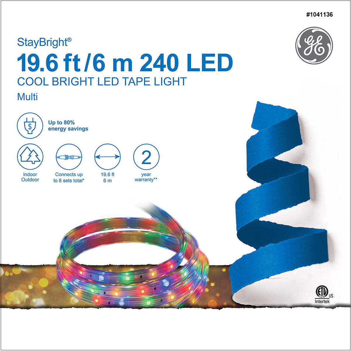 GE StayBright 240-Light 19.6-ft Multicolor Integrated LED Christmas Tape Lights