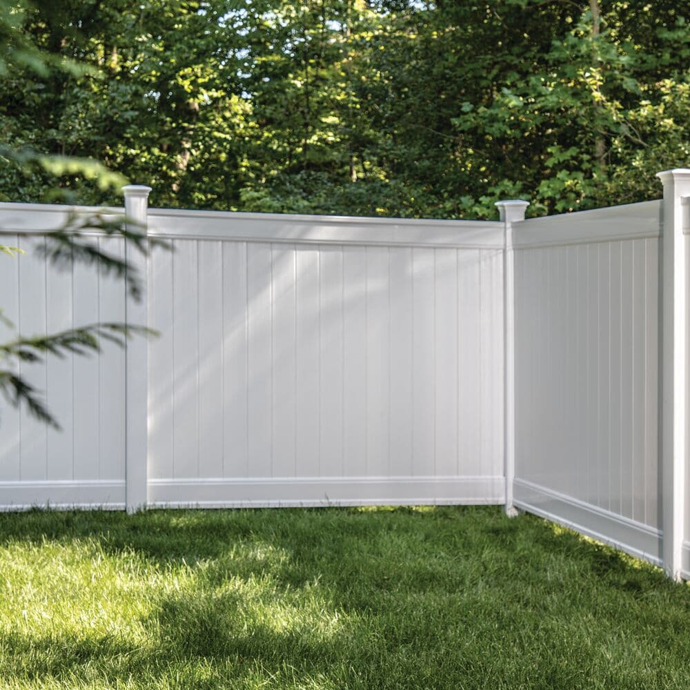 Freedom Emblem 8-ft H x 5-in W White Vinyl Corner Fence Post (Assembled)