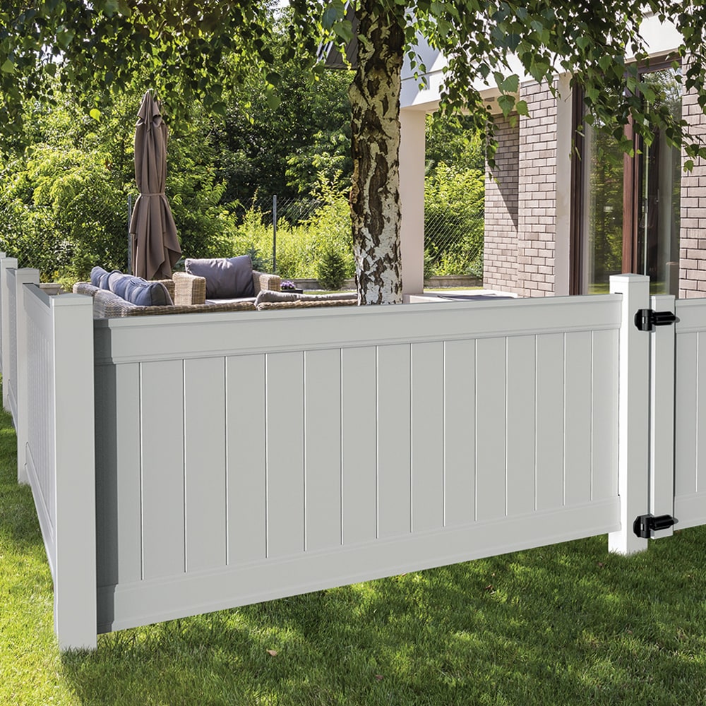 Freedom Emblem 4-ft H x 8-ft W White Privacy Vinyl Fence Panel (Unassembled)