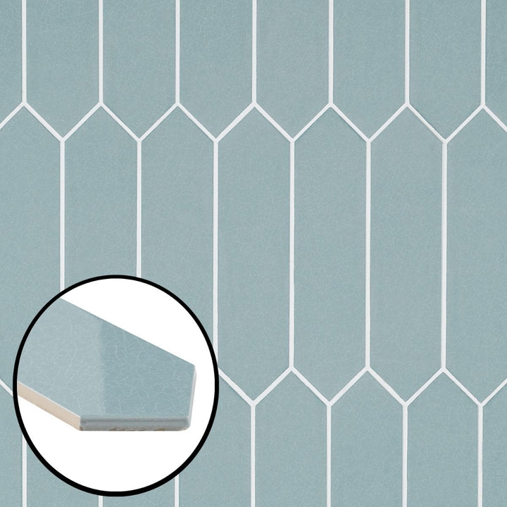 Artmore Tile Camino Blue 3-in x 12-in Polished Ceramic Encaustic Hexagon Wall Tile product image