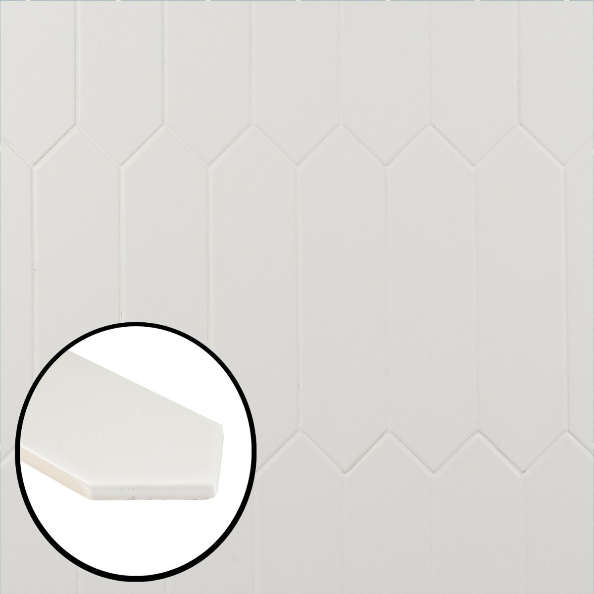 Artmore Tile Camino White 3-in x 12-in Polished Ceramic Encaustic Hexagon Wall Tile product image