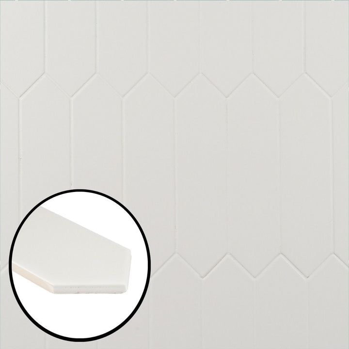 Artmore Tile Camino White 3-in x 12-in Polished Ceramic Encaustic Hexagon Wall Tile product image