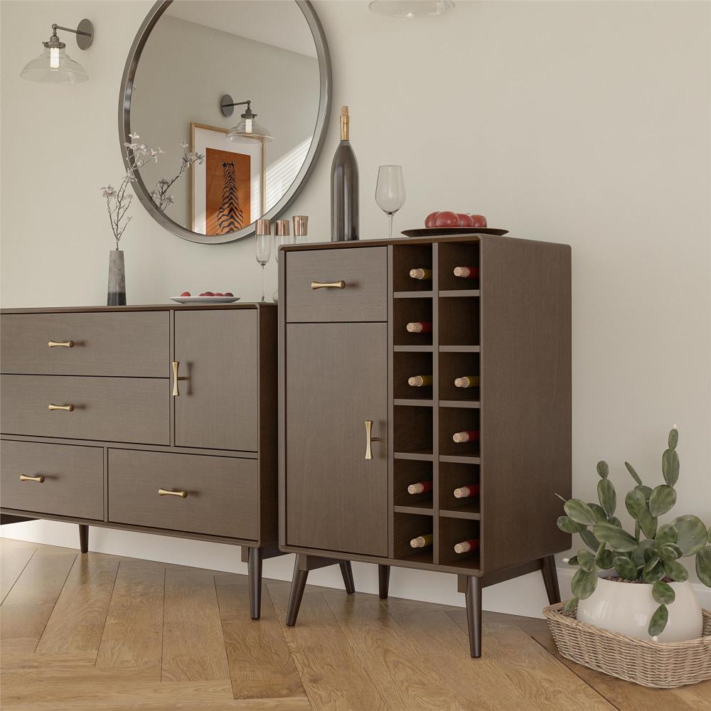 Ameriwood Home Brittany 24-in x 38.8-in Brown Rectangle Bar Cabinet