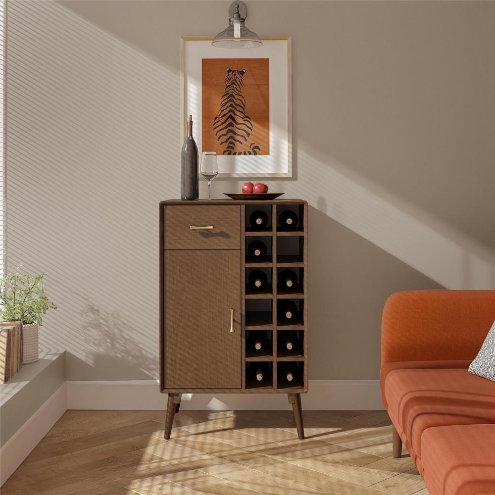 Ameriwood Home Brittany 24-in x 38.8-in Brown Rectangle Bar Cabinet
