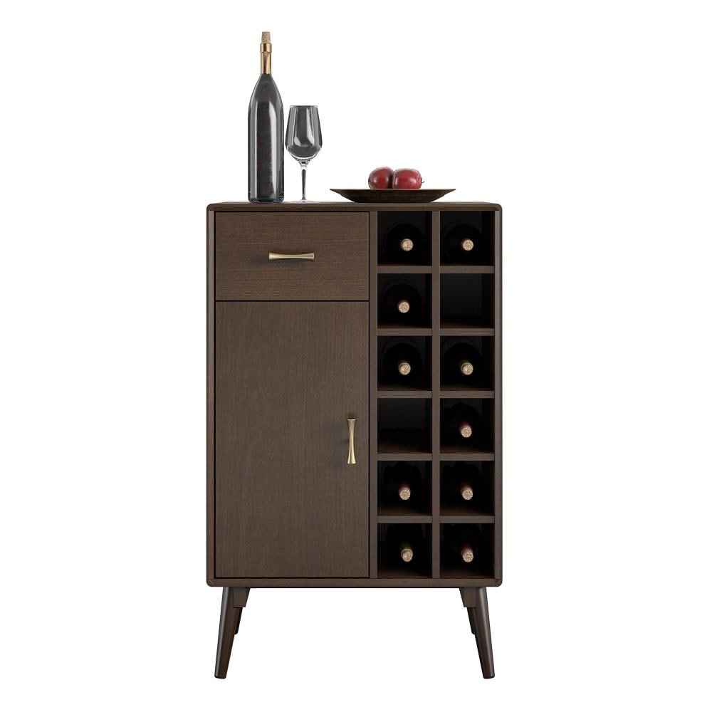 Ameriwood Home Brittany 24-in x 38.8-in Brown Rectangle Bar Cabinet